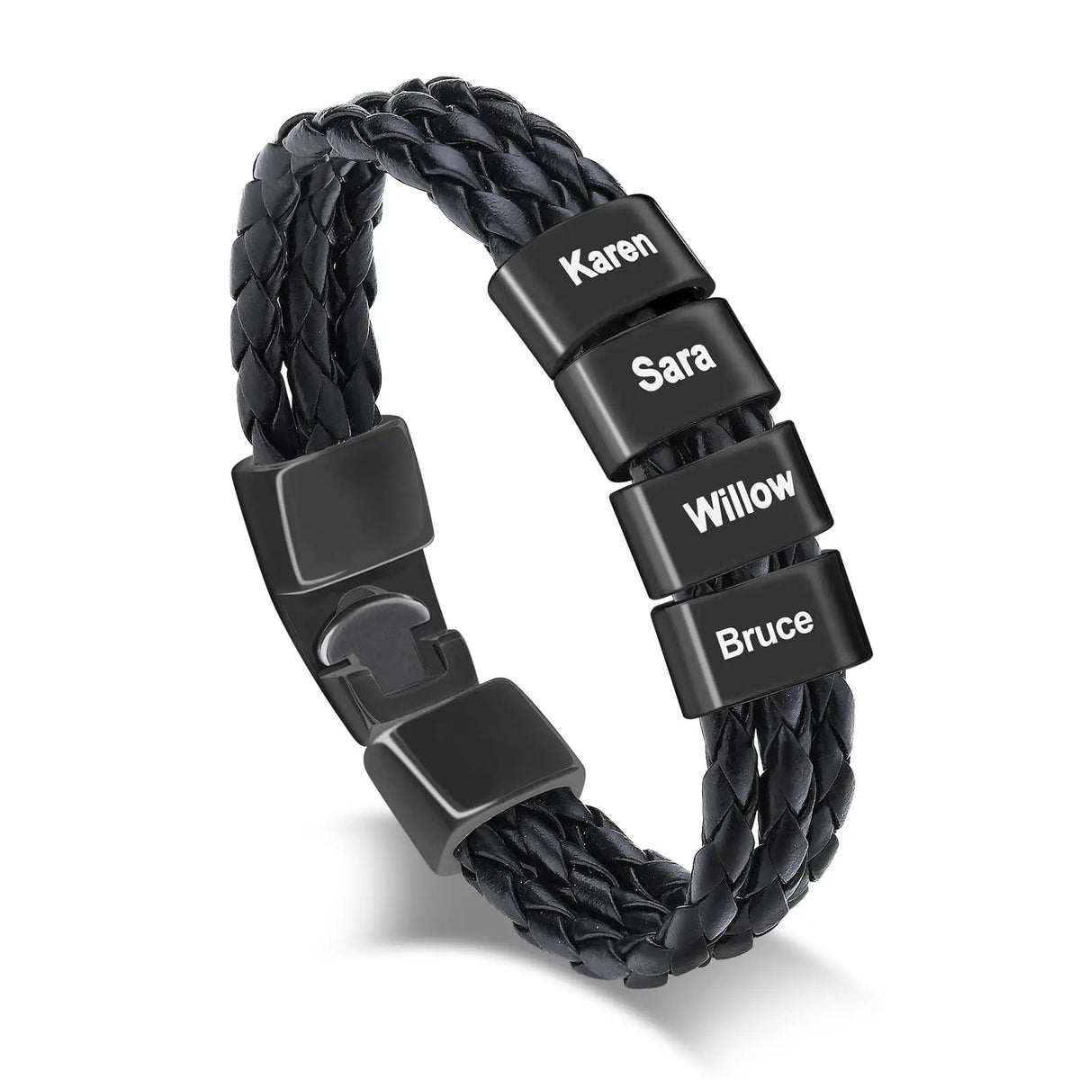 Bracciale in pelle personalizzato con perline incise