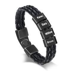 Bracciale in pelle personalizzato con perline incise