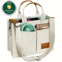 Borsa Tote Skypack Eco 3 in 1 – Grande borsa shopper in tela resistente, elegante e versatile per il lavoro, il weekend e la mamma